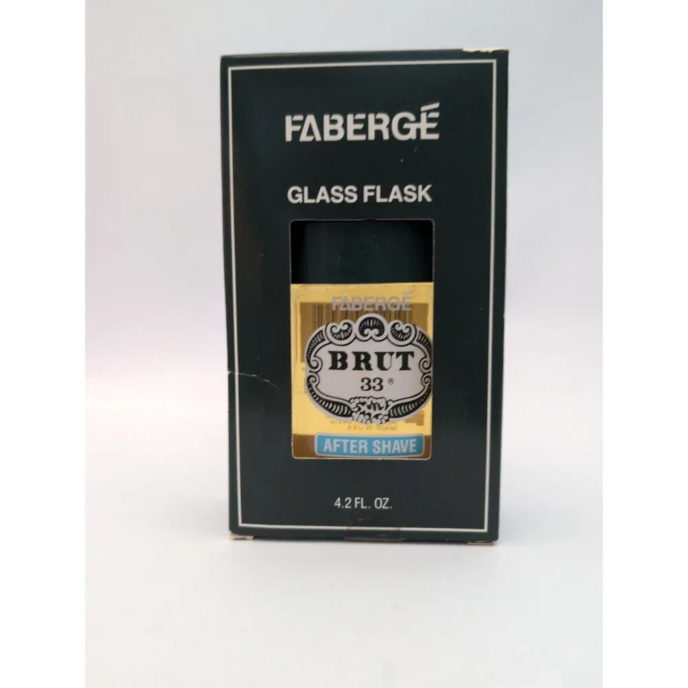 Vintage Brut 33 Glass Flask By Faberge 4.2 oz After Shave NIB